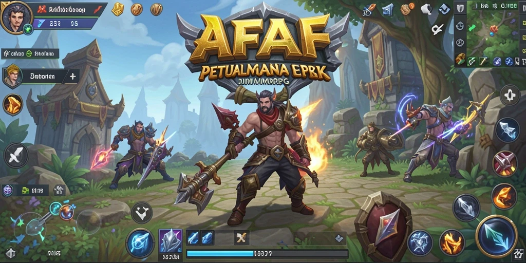Screenshot gameplay AFAF yang menunjukkan pertarungan epik dan eksplorasi dunia.