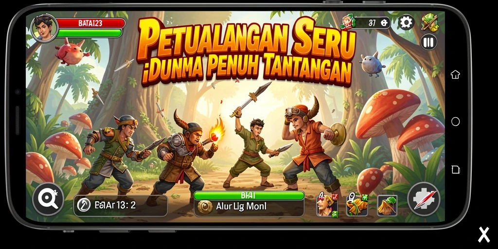 Tangkapan layar BATA123 menampilkan aksi seru dalam petualangan.