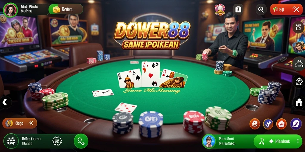 Screenshot DOWER88 menampilkan permainan poker yang dinamis dan interaktif.