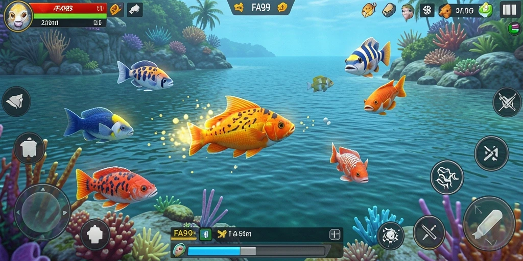 Tampilan gameplay seru dalam FA99 saat menembak ikan.