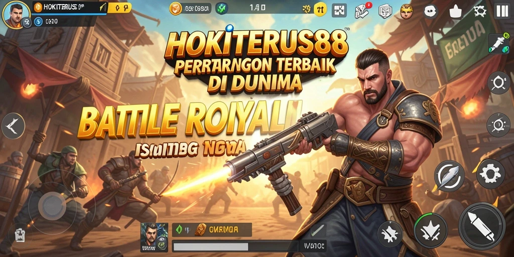 Tangkapan layar utama HOKITERUS88 menampilkan aksi pertarungan Battle Royale yang menegangkan.