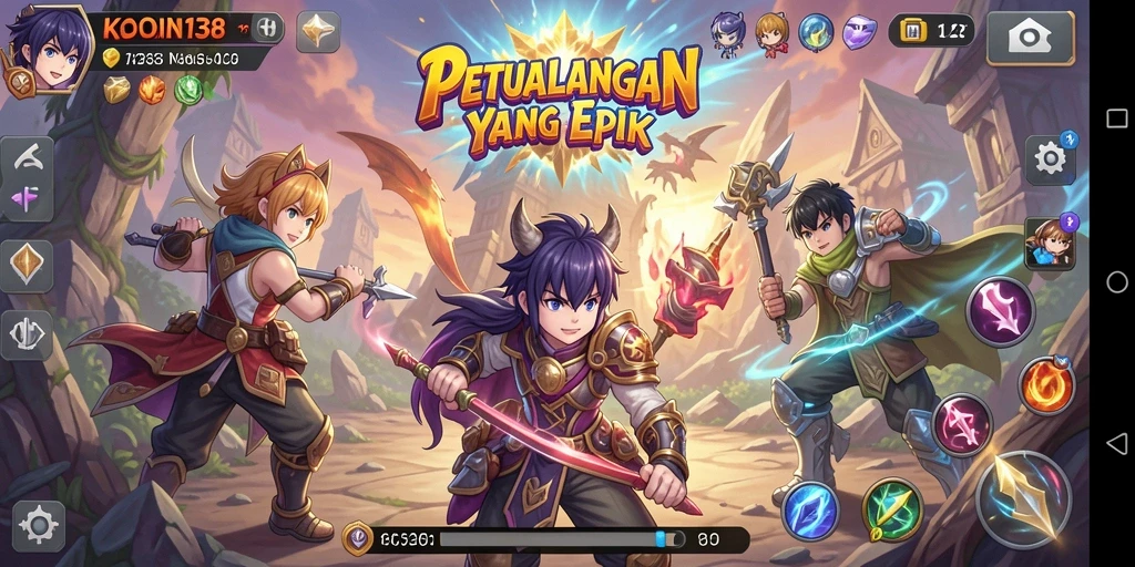 Screenshot gameplay KOIN138 menampilkan aksi seru dalam dunia anime.