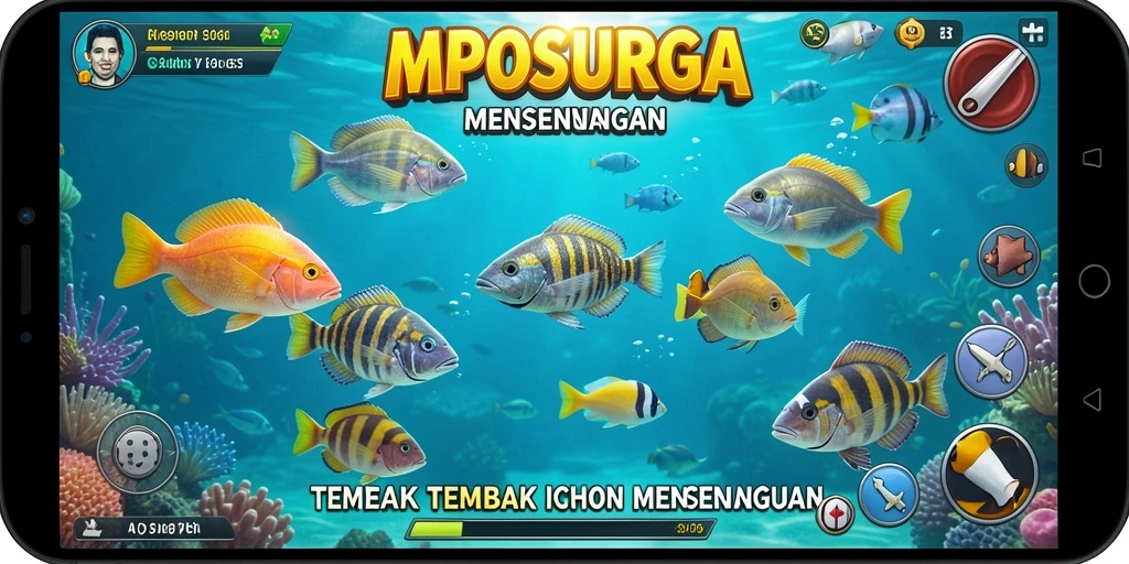 Tampilan seru gameplay MPOSURGA saat berburu ikan.