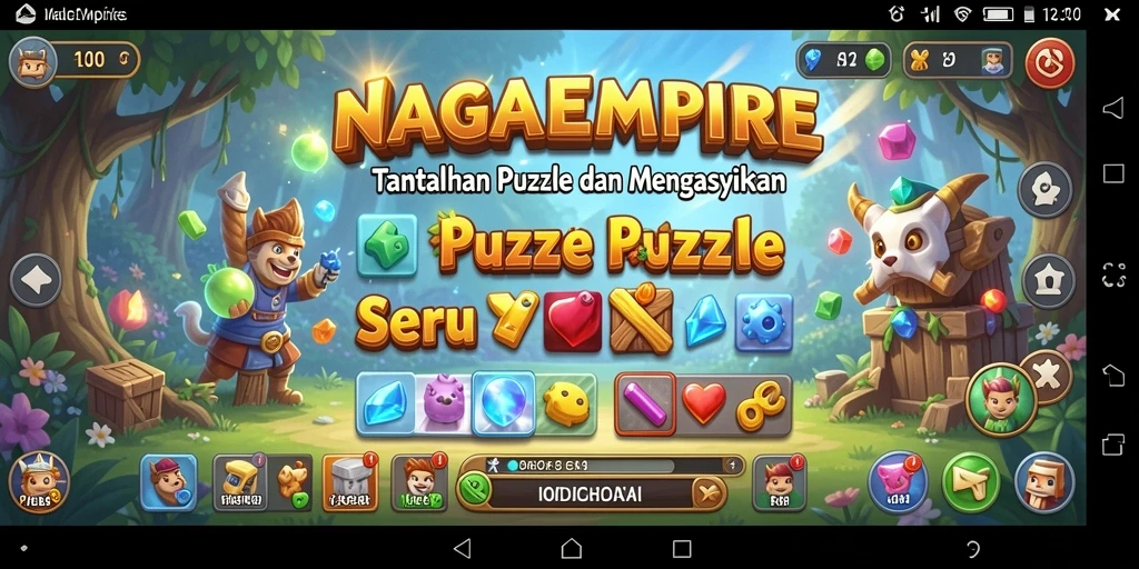 Tampilan gameplay NAGAEMPIRE dengan teka-teki yang menarik.