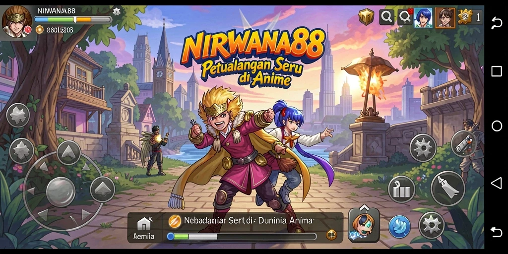 Tampilan gameplay seru NIRWANA88 dengan karakter anime.