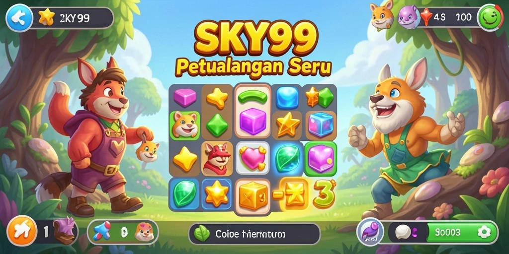 Tangkapan layar permainan SKY99 menampilkan aksi seru dalam permainan Match-3.