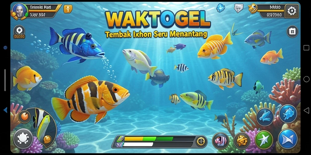 Tampilan menarik dari gameplay WAKTOGEL saat menembak ikan.