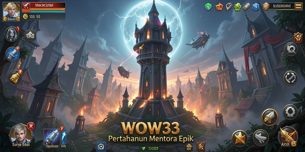 Tampilan gameplay epik dari Tower Defense WOW33 yang penuh aksi.